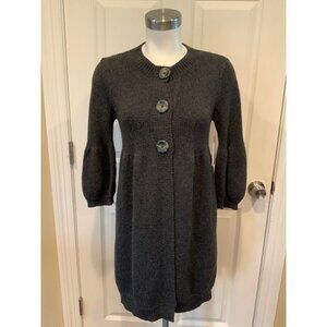 Vince Gray Wool Long Cardigan W/ 3/4 Sleeves , Size Small